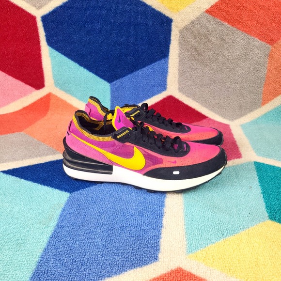 Nike Waffle One SE Pink Yellow Black Sneakers Womens Casual Running Shoes - Picture 3 of 6
